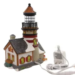 Department 56 House 8.0" West Haberdine Lighthouse New England Village - Decorative Figurines