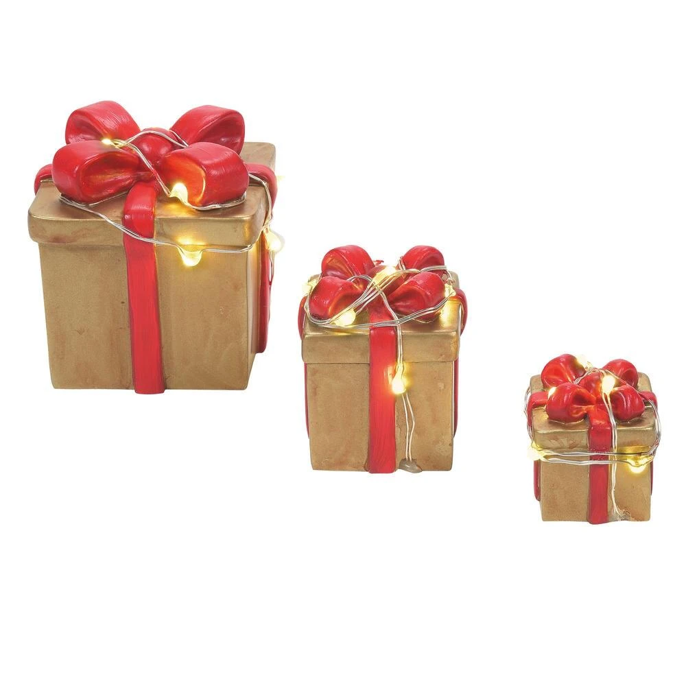 Department 56 Lit Festive Gift Box - Set Of 3 2 Department 56 Lit Festive Gift Box - Set Of 3 - Image 2