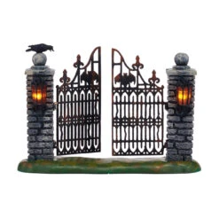 Department 56 Spooky Wrought Iron Gate Halloween Village Accessory